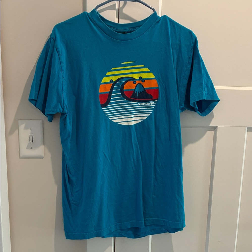 Quiksilver Teal Short Sleeve Wave Graphic Tee